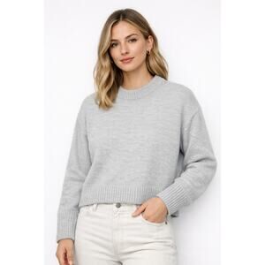 Abercrombie & Fitch women  Luxe Soft Brushed  grey Sz XS ribbed crewneck sweater